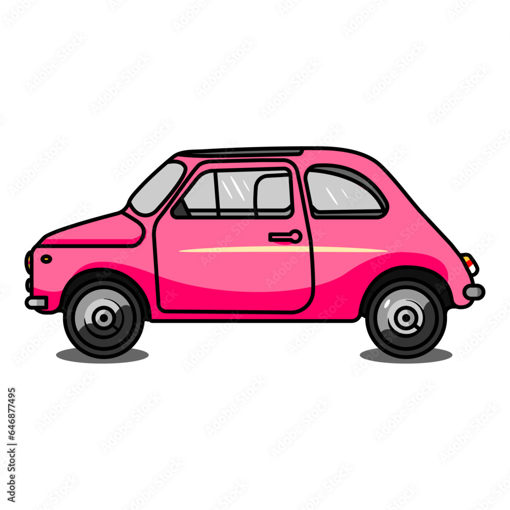 Retro car pink sweetheart cartoon