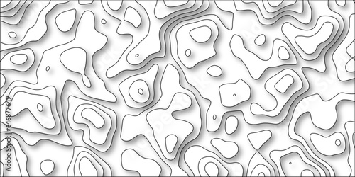 3D Contour map background. Vector geography scheme and terrain. Topography grid map. Stylized topographic contour map. Geographic line mountain relief. Abstract lines or wavy backdrop background.