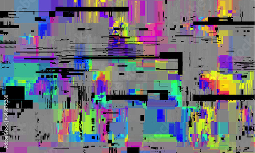 Vector image with imitation of grunge datamoshing texture. Horizontal glitch image © kastanka