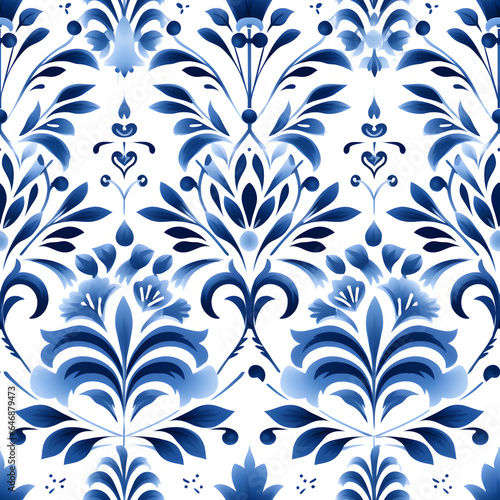 Seamless pattern blue and white paper with a design on the back, in the style of maranao art,  photo