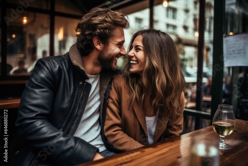 Young couple on their first date - stock photography