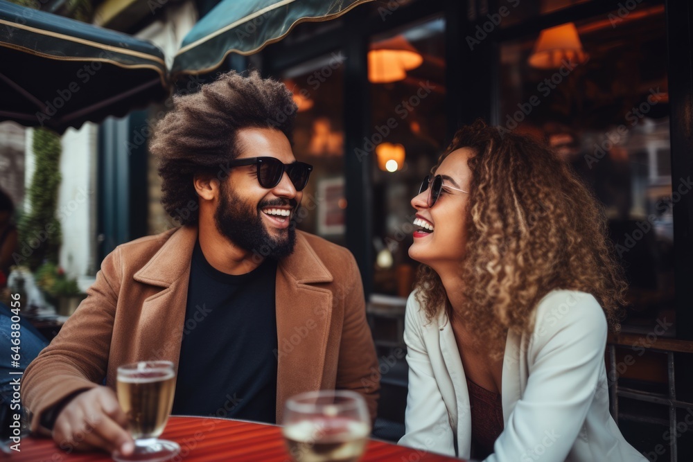 Young couple hanging out together on their first date - stock photography Young couple hanging out together on their first date - stock photography