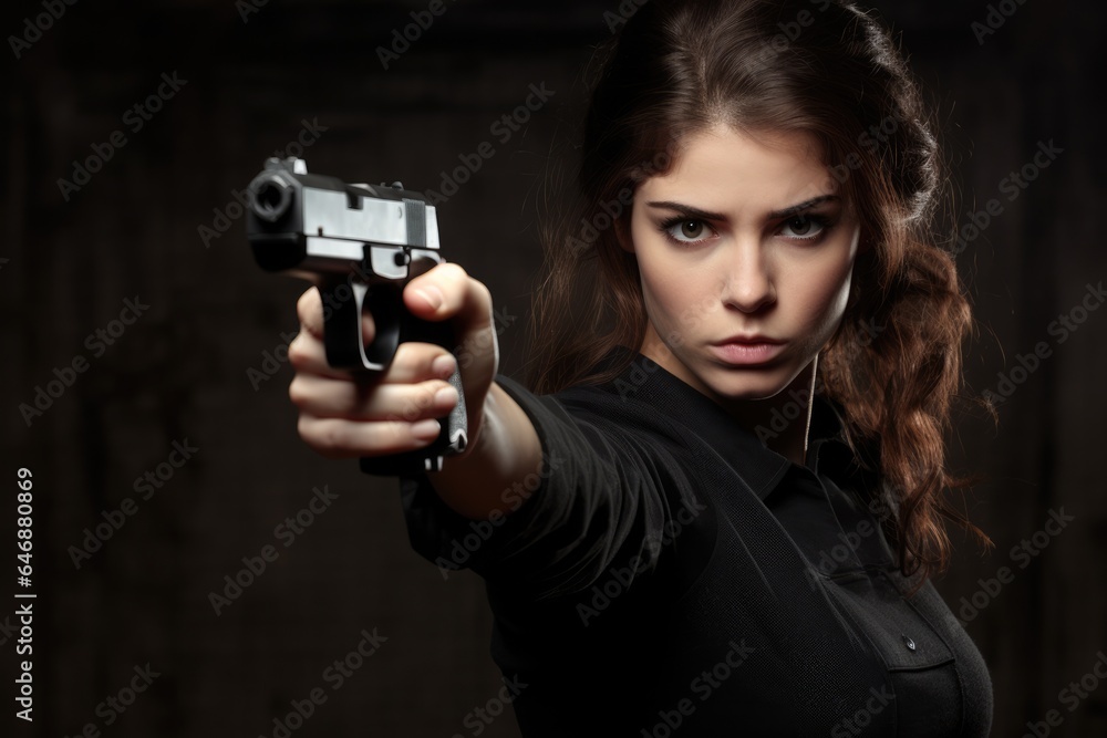 Pretty Woman A forceful straight-armed pose - stock photography Pretty Woman A forceful straight-armed pose - stock photography