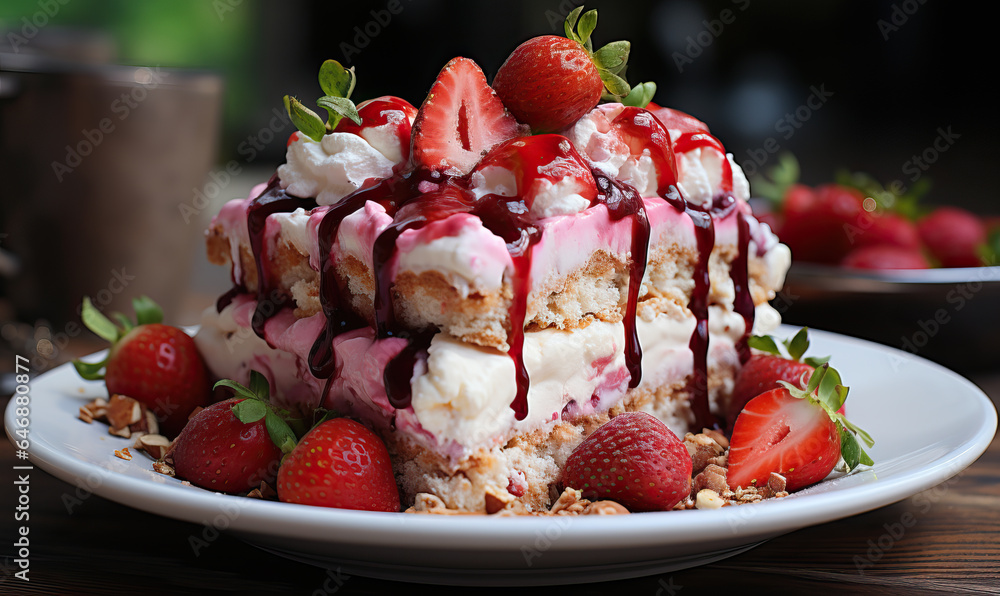 Delicious dessert, strawberry cheesecake on a blurred background. Delicious dessert, strawberry cheesecake on a blurred background.