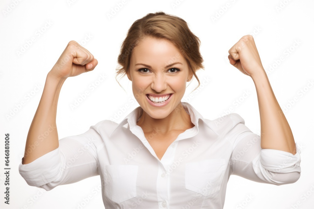 Pretty Woman Clenching fists with arms at sides - stock photography Pretty Woman Clenching fists with arms at sides - stock photography