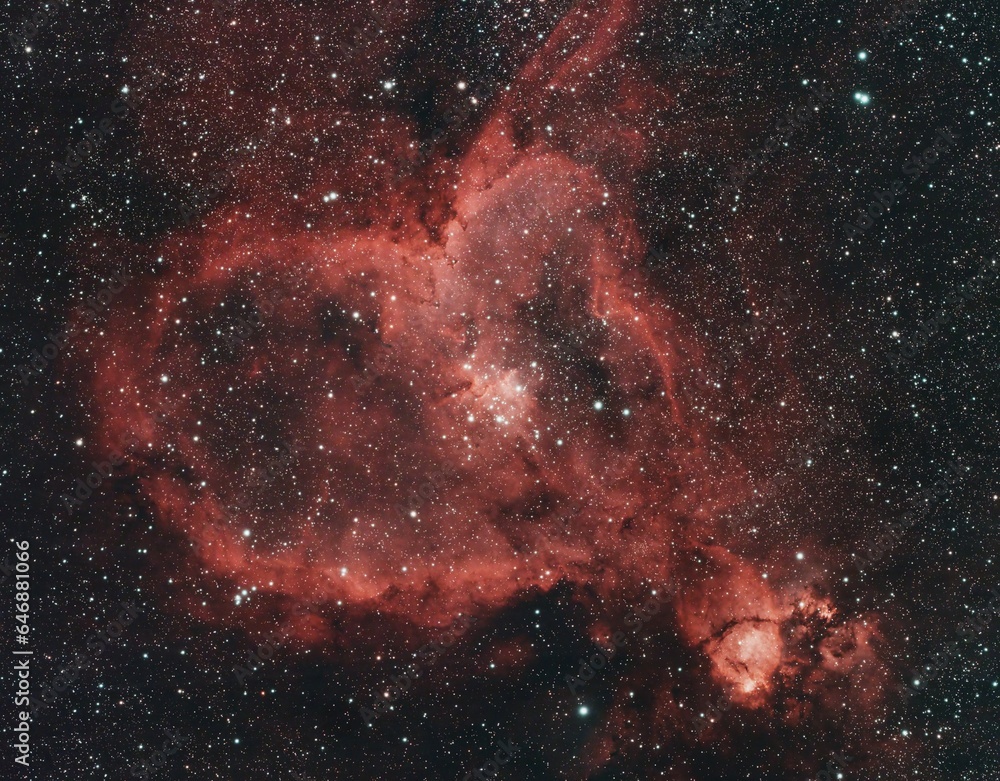 deepsky astro photography: The Heart Nebula (IC 1805) in star constellation cassiopeia, natural colors