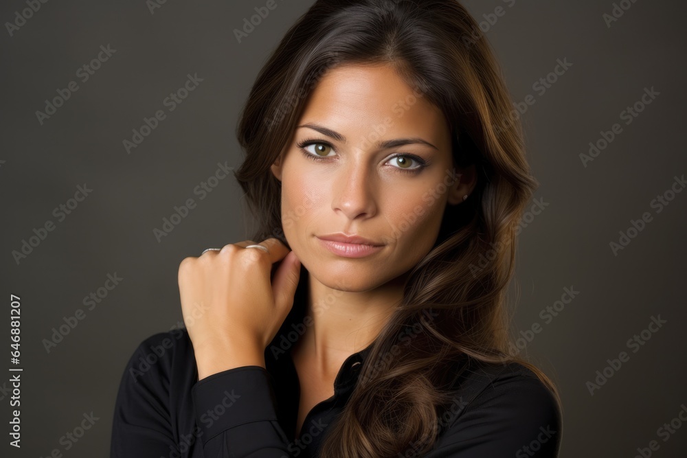 Pretty Woman A decisive and determined hand-on-chin - stock photography Pretty Woman A decisive and determined hand-on-chin - stock photography