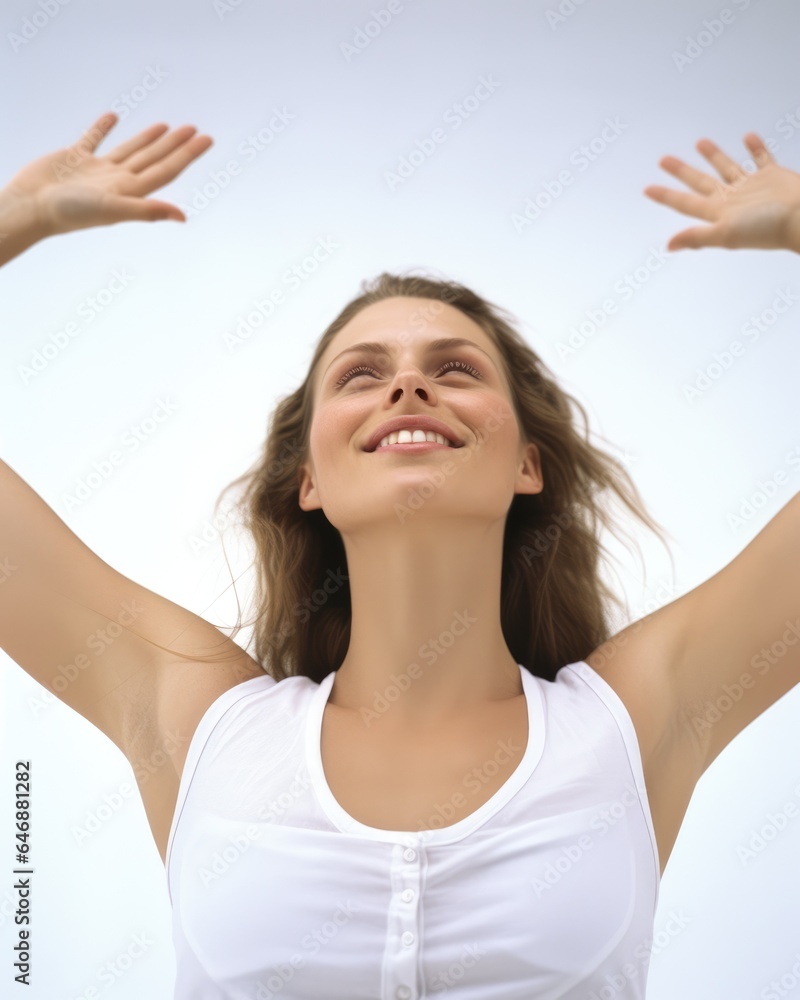 Pretty Woman A confident arms-outstretched pose - stock photography Pretty Woman A confident arms-outstretched pose - stock photography