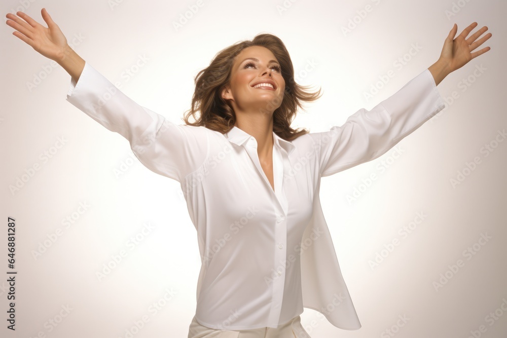 Pretty Woman A confident arms-outstretched pose - stock photography Pretty Woman A confident arms-outstretched pose - stock photography