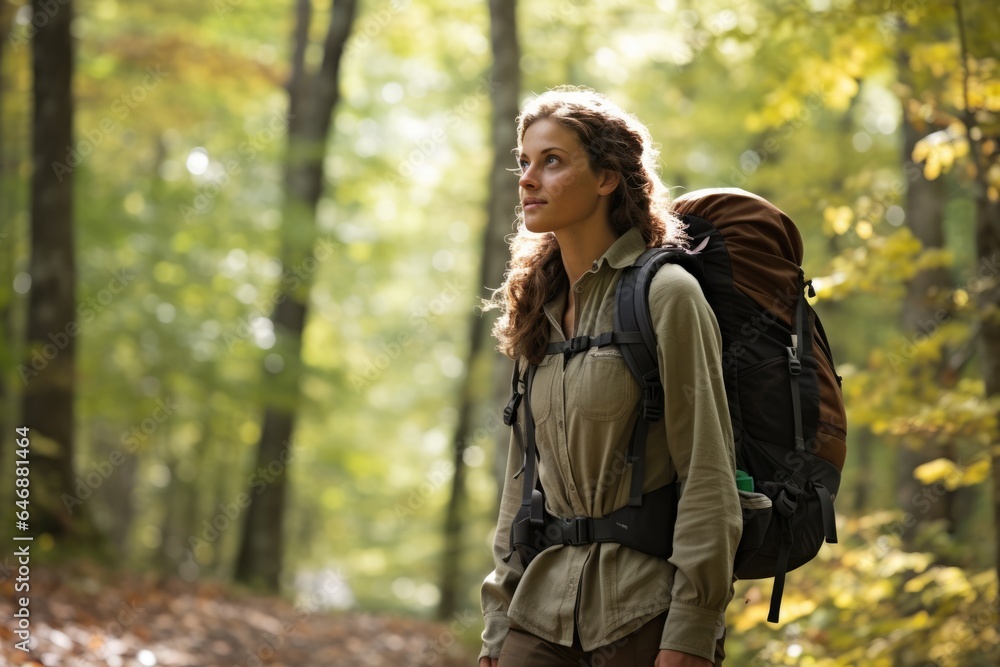 Nature Hike Model on a scenic hiking trail - stock photography Nature Hike Model on a scenic hiking trail - stock photography