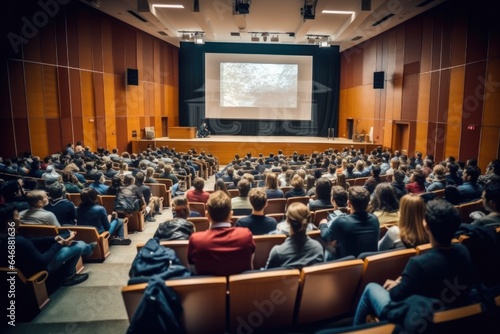 Group of students in the auditorium of an university - stock photography