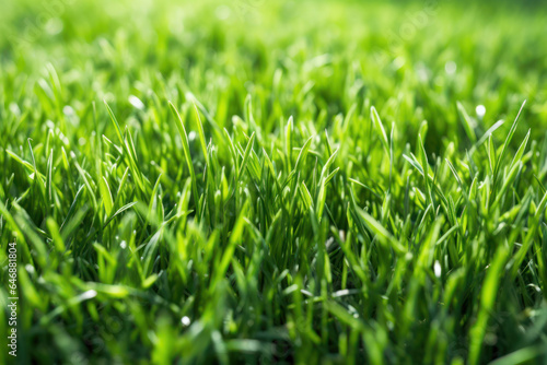 Close up on fresh green grass. A green meadow.