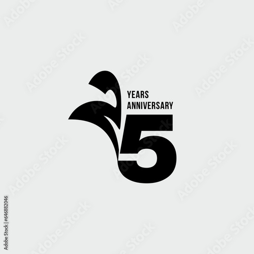 Isolated abstract logo, 25 years. In the form of an open book, magazine. Happy greeting card for the 25th birthday. Black color writing on white background.
