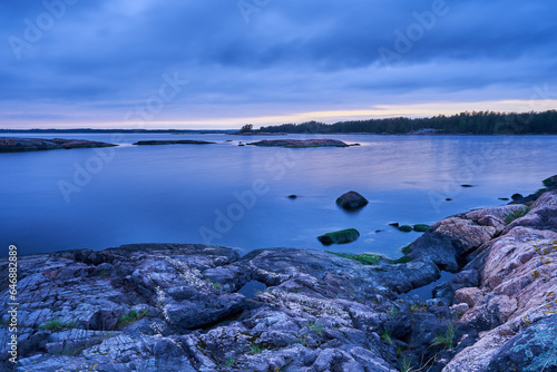 blue moment in seashore