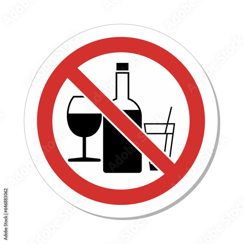ISO Prohibition Sign: No Alcoholic Drinks Symbol