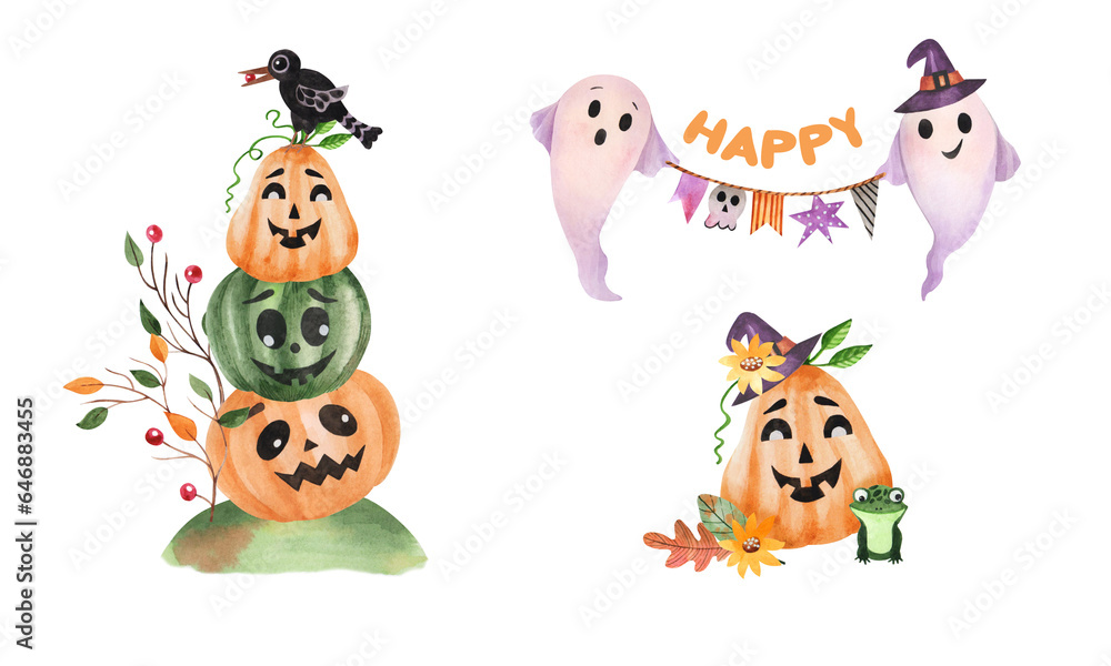 Naklejka premium Three compositions for Halloween