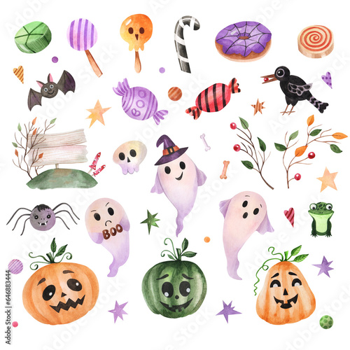 Halloween set with cute characters