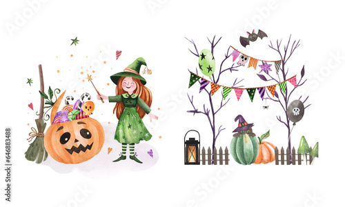 Watercolor pictures for Halloween