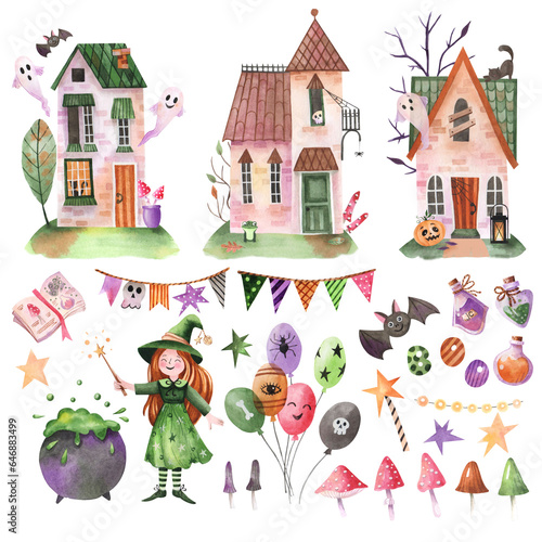 Watercolor Halloween set