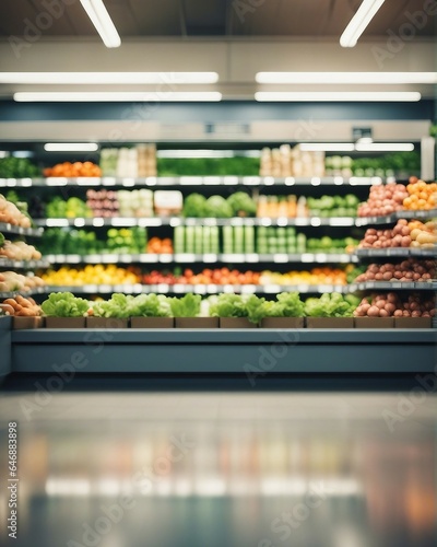 Photo of supermarket interior with blurred background © Guy