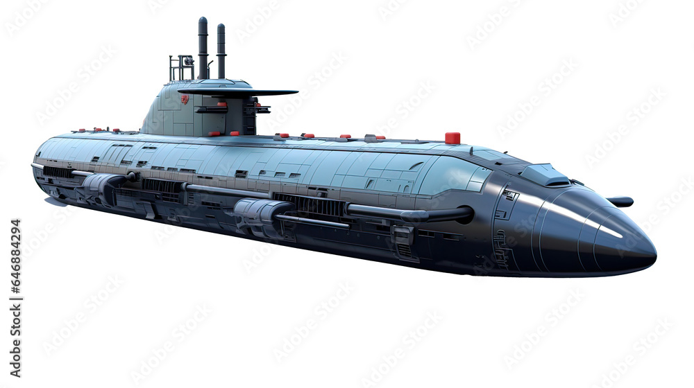 3D render  submarine   transparent background
