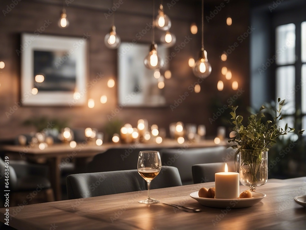 Modern dining room interior with blurred background Modern dining room interior with blurred background