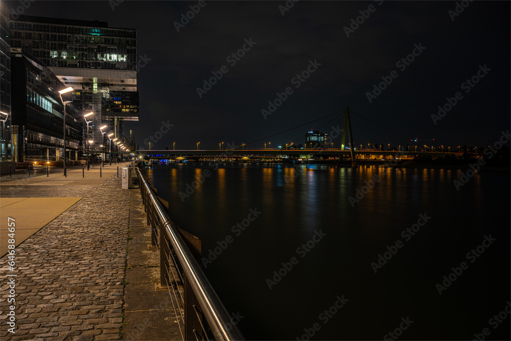 Cologne along the Rhine at Night