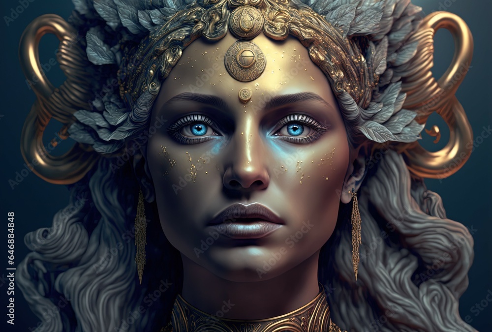 Goddess of Zodiac - Gemini. Generative AI, non-existent person.	