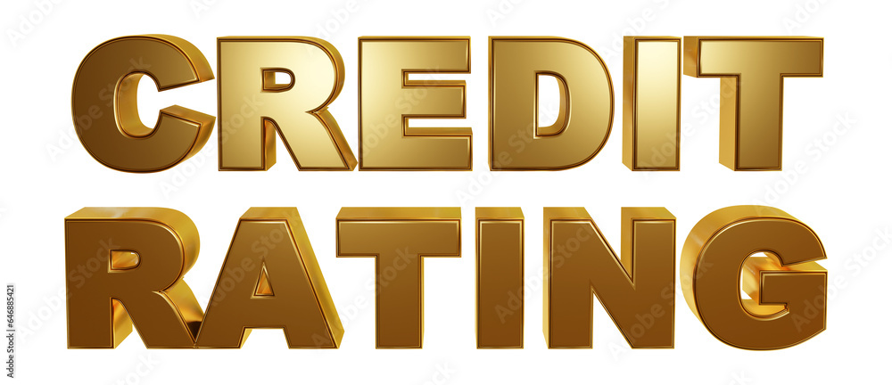 'Credit Rating' luxury realistic golden text 3d rendering for title design, banner ad on transparent background 'Credit Rating' luxury realistic golden text 3d rendering for title design, banner ad on transparent background
