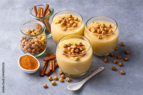 Boza or Bosa  traditional Turkish drink with roasted chickpea