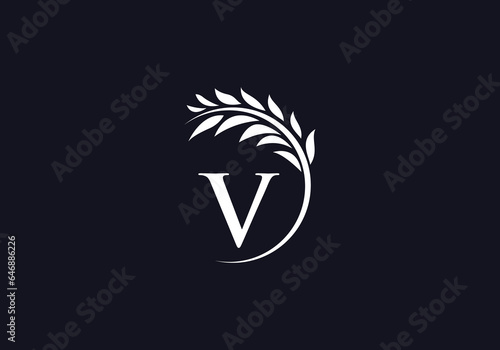 Laurel wreath green leaf logo and Vintage wheat logo design monogram vector