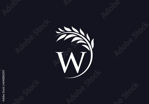 Laurel wreath green leaf logo and Vintage wheat logo design monogram vector