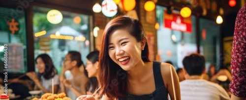 Local Cuisine Tasting Model trying local street food - stock photography © 4kclips