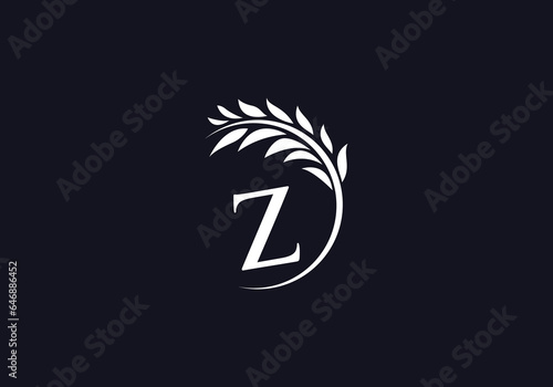 Laurel wreath green leaf logo and Vintage wheat logo design monogram vector