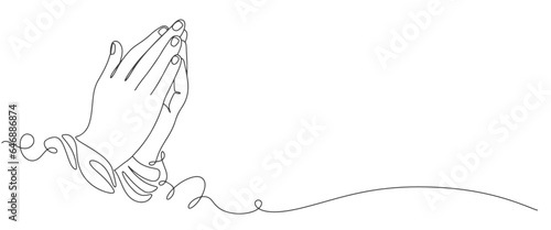 Praying hand line art vector illustration photo