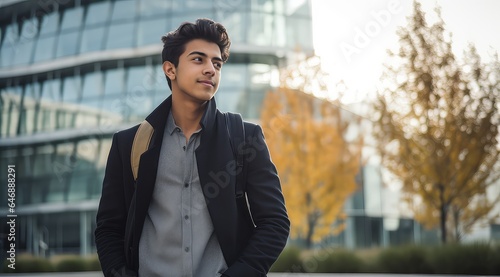 18-Year-Old South Asian Entrepreneur Outside Office Highrise