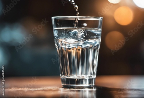 AI generated illustration of A crystal clear glass of water with a blurry background