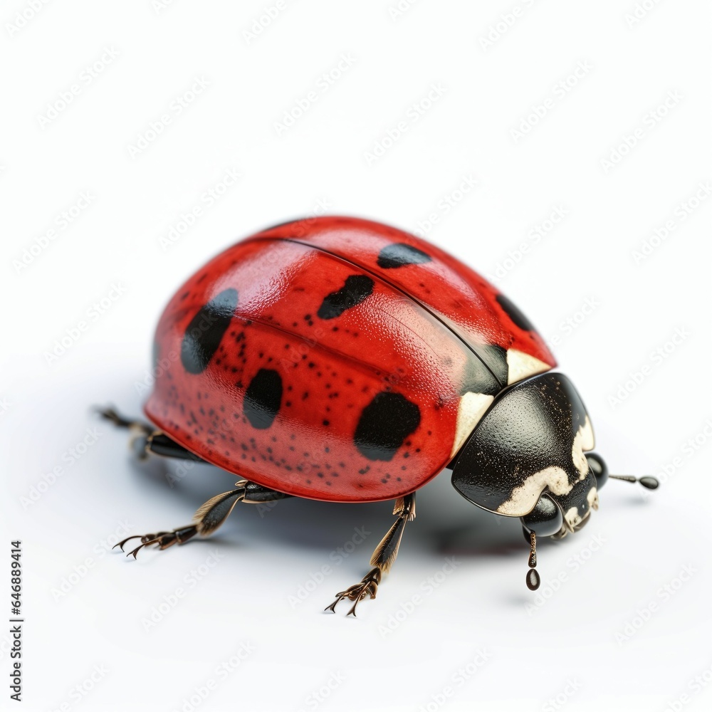 Fototapeta premium Closeup of a ladybug on a white background, AI-generated.