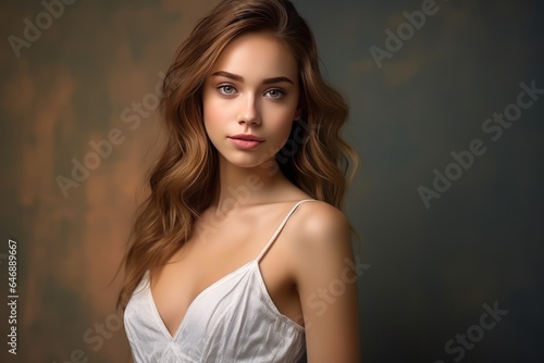 Hyper-Realistic Portrait beautiful girl in White Dress