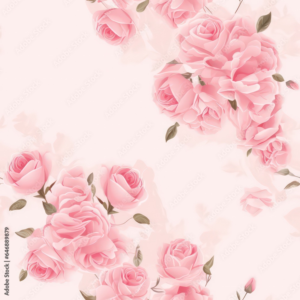 Romantic Pink Roses Stationery Template