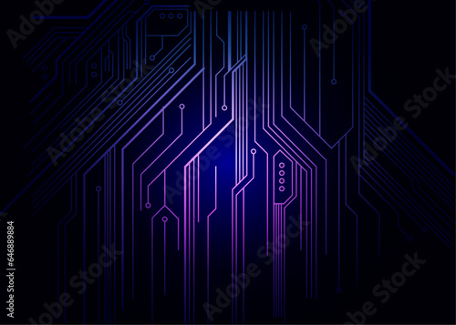 Abstract technology futuristic digital concept square pattern with lighting glowing particles square elements on dark blue background. Vector illustration