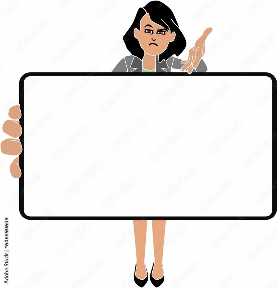 the woman is holding a sign with an empty space for your text the woman is holding a sign with an empty space for your text