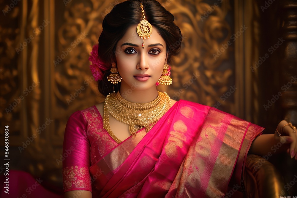 Graceful Bride in Royal Pink and Gold Paithani Saree Graceful Bride in Royal Pink and Gold Paithani Saree