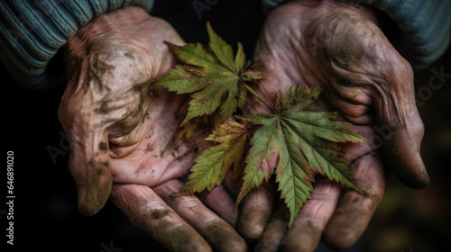 Hands picking marijuana plant © PolacoStudios