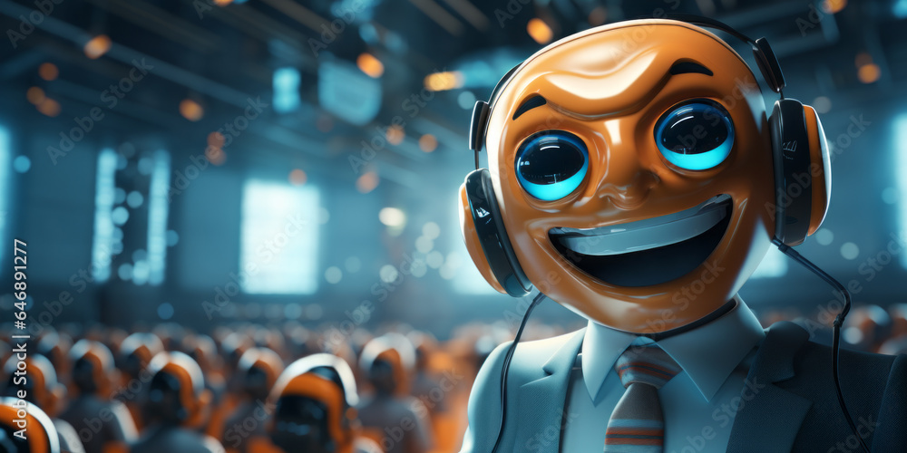 Friendly call centre worker. Smiley face. Emoji. Friendly customer service. Cute mascot. Computer help. Friendly robot. Automated call centre worker. AI bot. Artificial Intelligence. Friendly call centre worker. Smiley face. Emoji. Friendly customer service. Cute mascot. Computer help. Friendly robot. Automated call centre worker. AI bot. Artificial Intelligence.