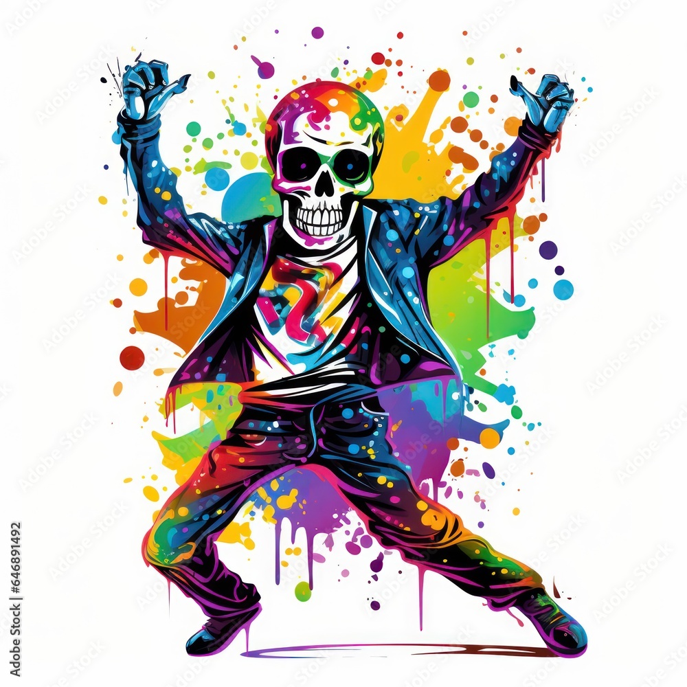 Dancing Jolly Skull Colorful Design Dancing Jolly Skull Colorful Design