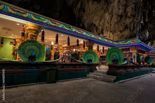 Hindu Temple inside the cave. Batu Caves, Malaysia. - Batu Caves are located just north of Kuala Lumpur. The cave is the focal point of Hindu festival of Thaipusam in Malaysia. photo