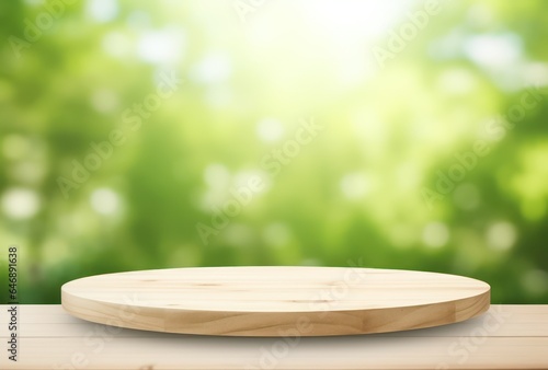 Empty Wooden Table Top with Blurry Background