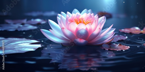 Floating Lotus Flower on Calm Pond