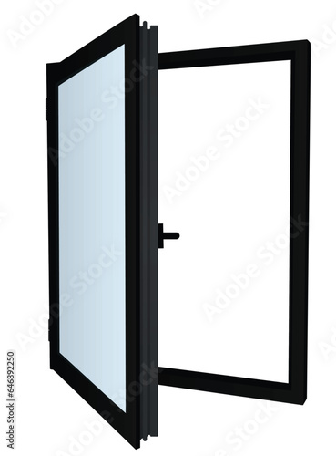 Opened PVC  window. vector illustration